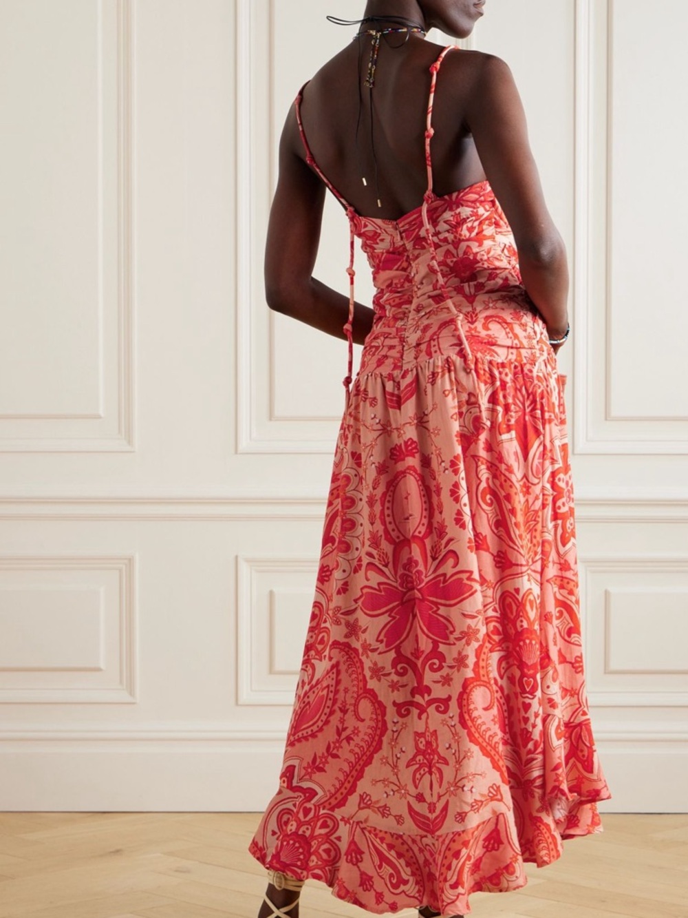FARM Rio Red Jaipur Crossover Euroflax Linen Maxi Dress Size Small NWT - Picture 14 of 16